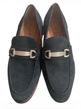 Aldo Black Suede Men's Slip-On Loafers with Silver Accent NEW Size 10.5